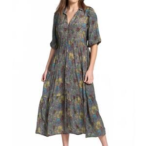 NEW APNY jungle print long tier dress in grey